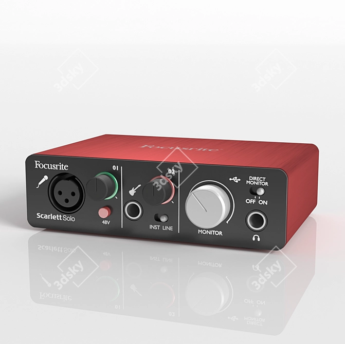 Scarlett Solo 2nd Gen: High-Performance Sound Card 3D model image 1