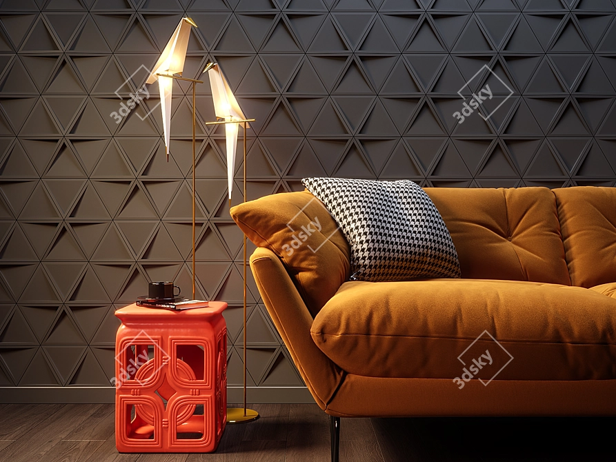 ASHOME 3D Wall Tile: Versatile Colors & Textures 3D model image 3