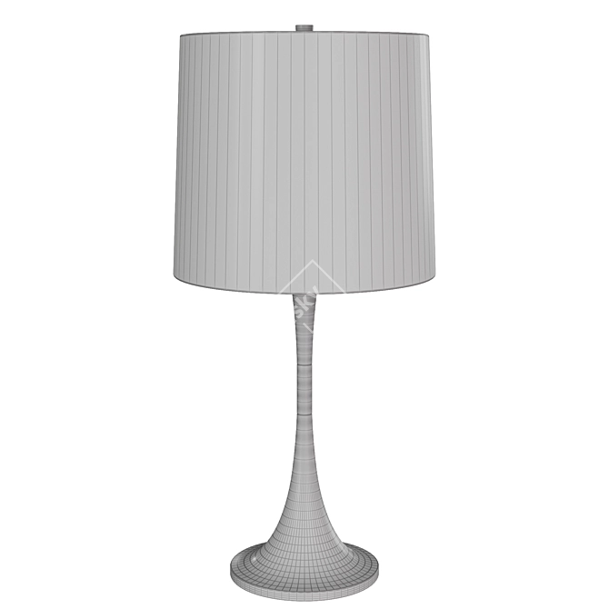Elegant Walnut and Brass Table Lamp 3D model image 5