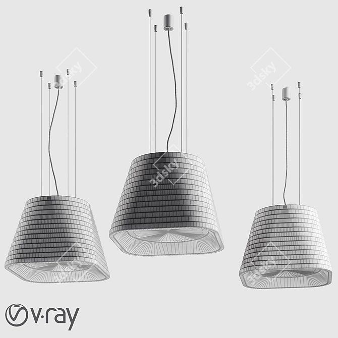 Modern Cube LED Pendant Light 3D model image 2