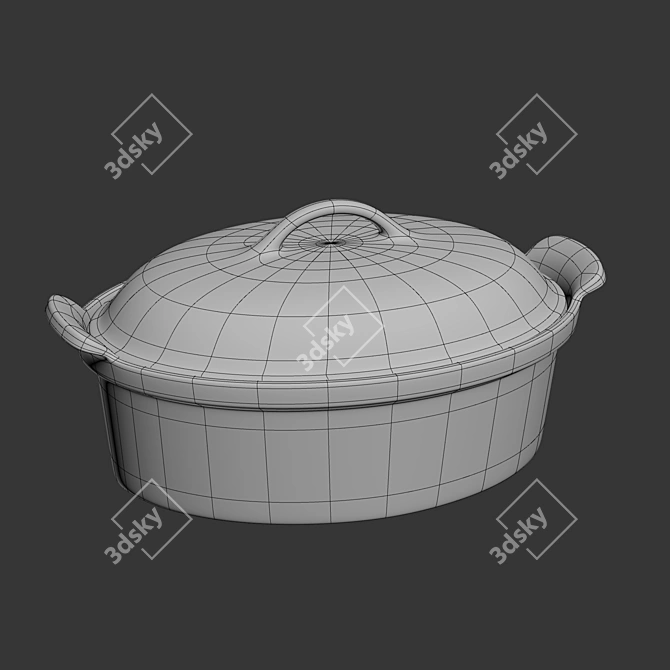 Le Creuset Oyster Oval Casserole 3D model image 2