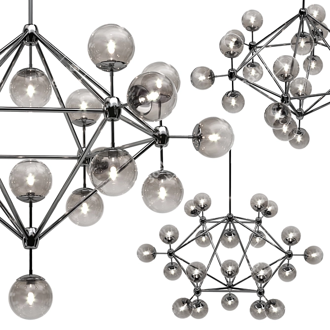 Hexagonal Metal Pendant Chandelier 3D model image 2