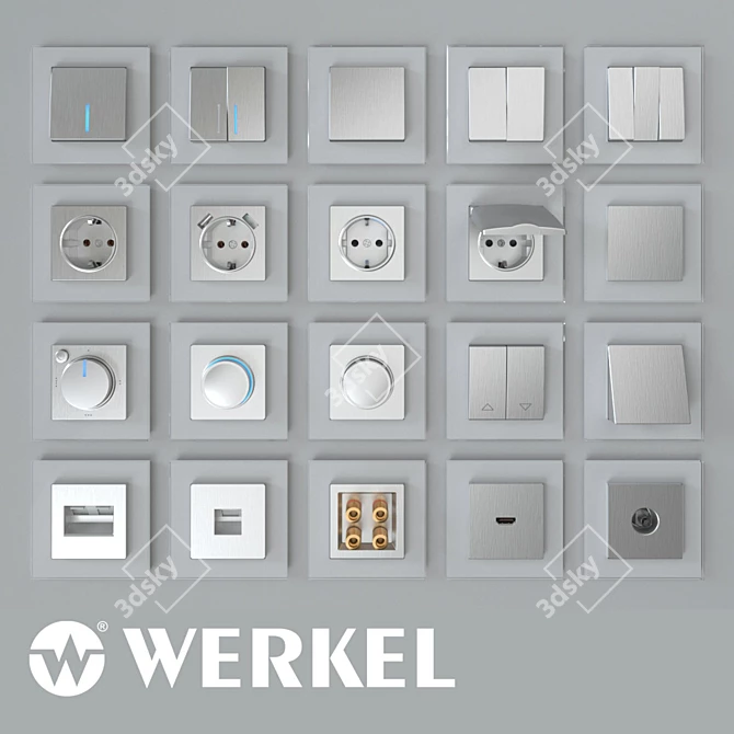 Werkel Silver Corrugated Electrical Accessories 3D model image 1