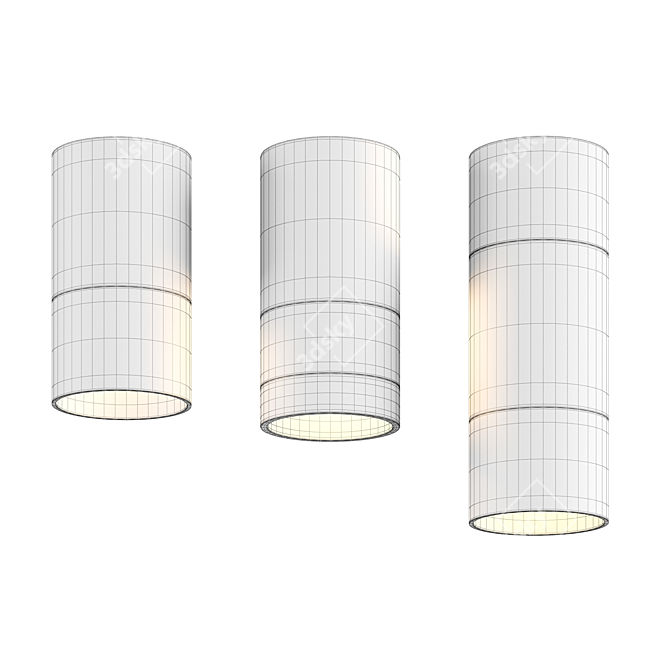 Elina LED Wall Lamp, Black Aluminum/Acrylic, 7W Downlight + 3W Uplight 3D model image 2