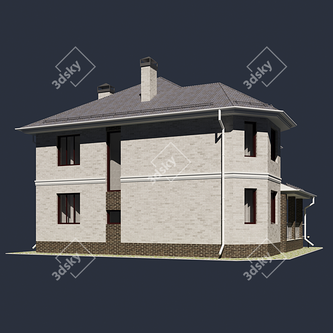 Brick Cottage: Two Floors 3D model image 2