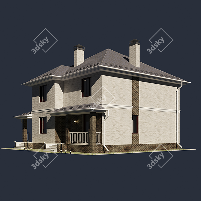 Brick Cottage: Two Floors 3D model image 3