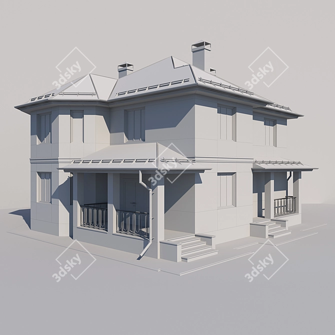 Brick Cottage: Two Floors 3D model image 8