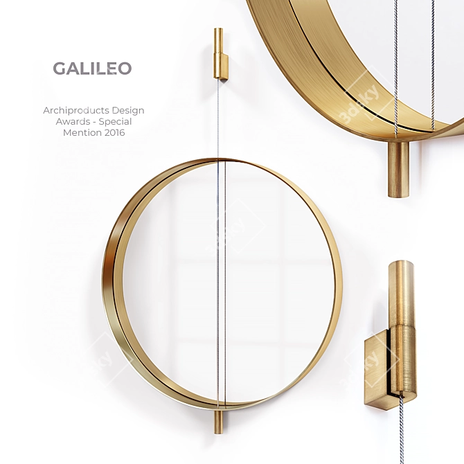 Elegant Galileo Mirror: A Living Divani Masterpiece 3D model image 4