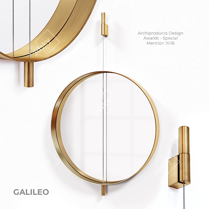 Elegant Galileo Mirror: A Living Divani Masterpiece 3D model image 5