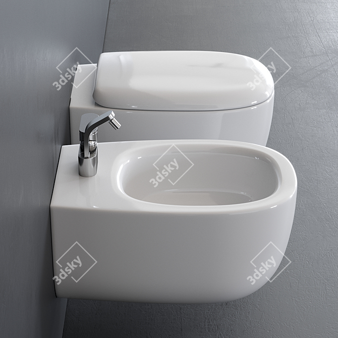 Flaminia Bonola Wall-Hung WC: Sleek Jasper Morrison Design 3D model image 2