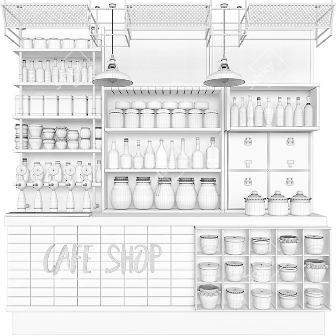 Cafe Counter with Detailed Render 3D model image 5