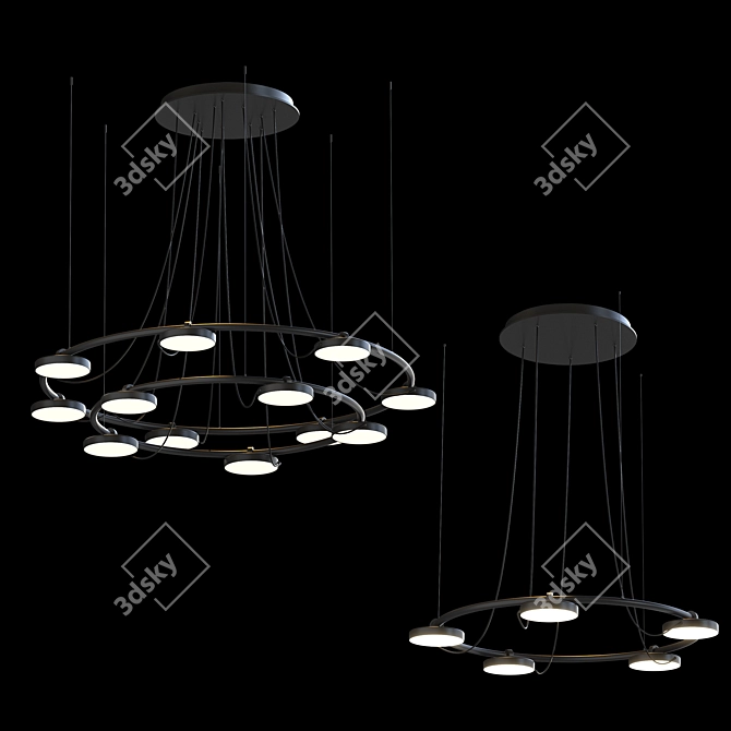 Adjustable Metallic Suspension Lamp 3D model image 8