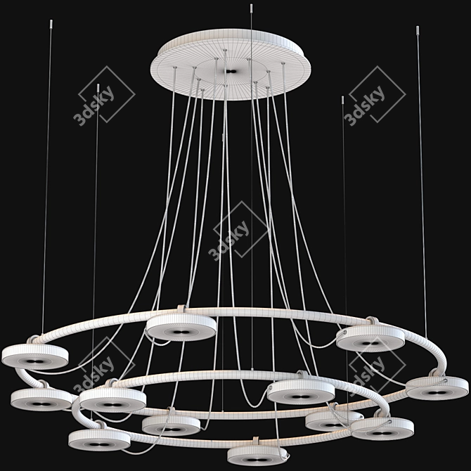 Adjustable Metallic Suspension Lamp 3D model image 12