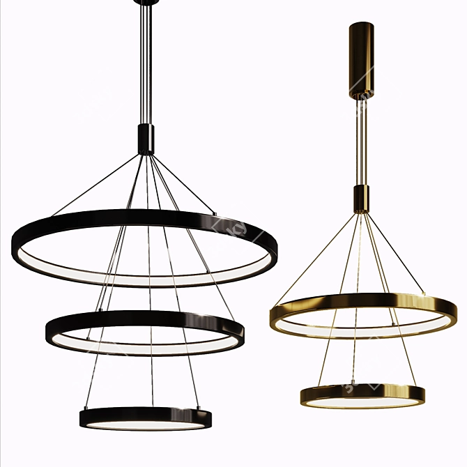 Elegant Metal Pendant Light 3D model image 1