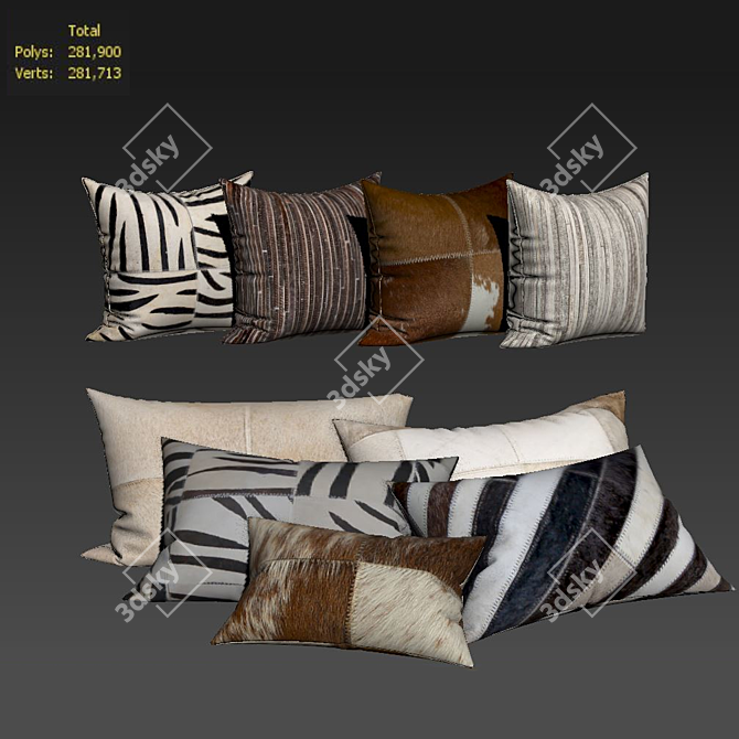 Luxury Decorative Pillow Set 3D model image 2