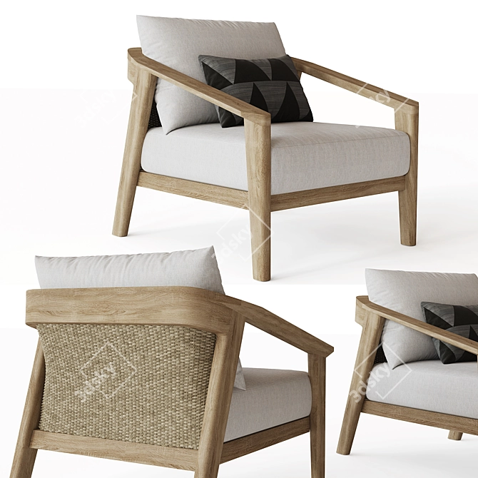 Elevate Your Lounge: Malta Teak Chair 3D model image 1