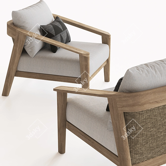 Elevate Your Lounge: Malta Teak Chair 3D model image 2