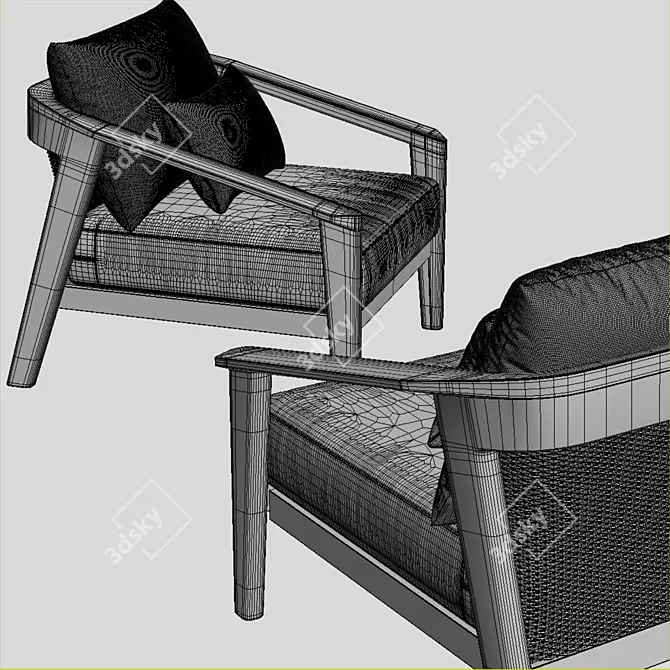 Elevate Your Lounge: Malta Teak Chair 3D model image 3