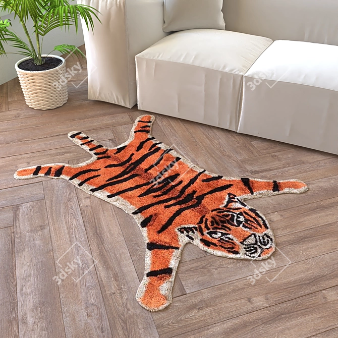 Wild Tiger Bath Mat - Urban Outfitters 3D model image 3