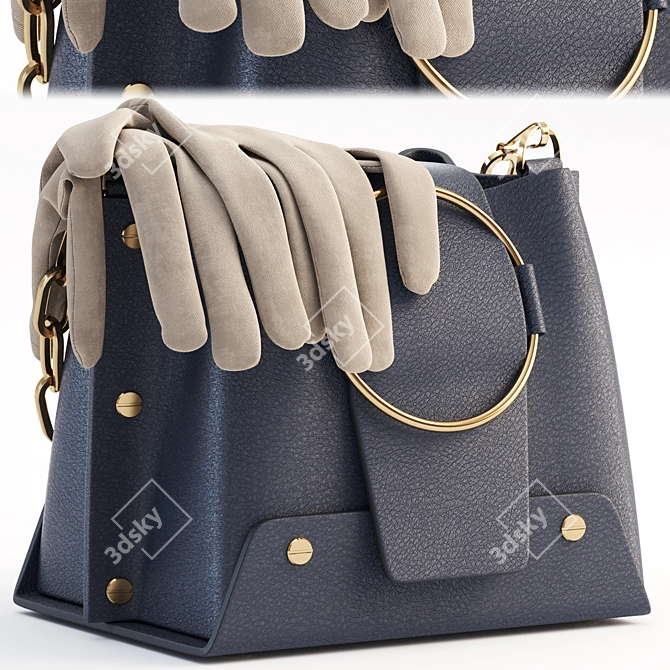 Yuzefi Navy Delila Mini Bag (13x17.5x12.5 cm) 3D model image 1