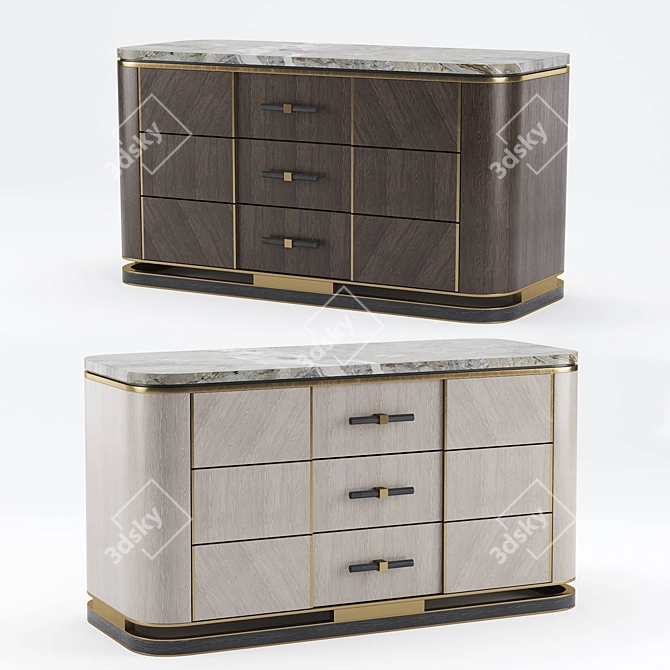 ASHI Chest of Drawers: 65x120x50cm 3D model image 1