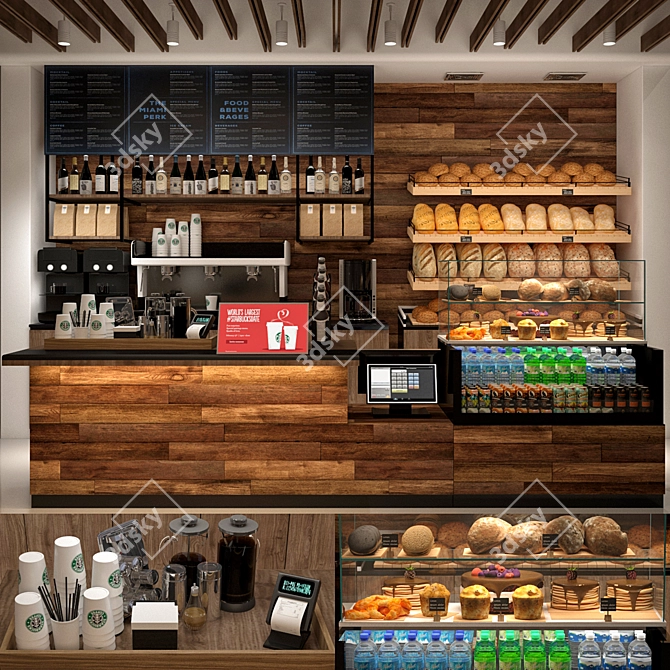 Modern Coffee Kiosk with Starbucks-inspired Design 3D model image 1