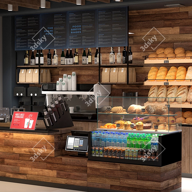 Modern Coffee Kiosk with Starbucks-inspired Design 3D model image 2