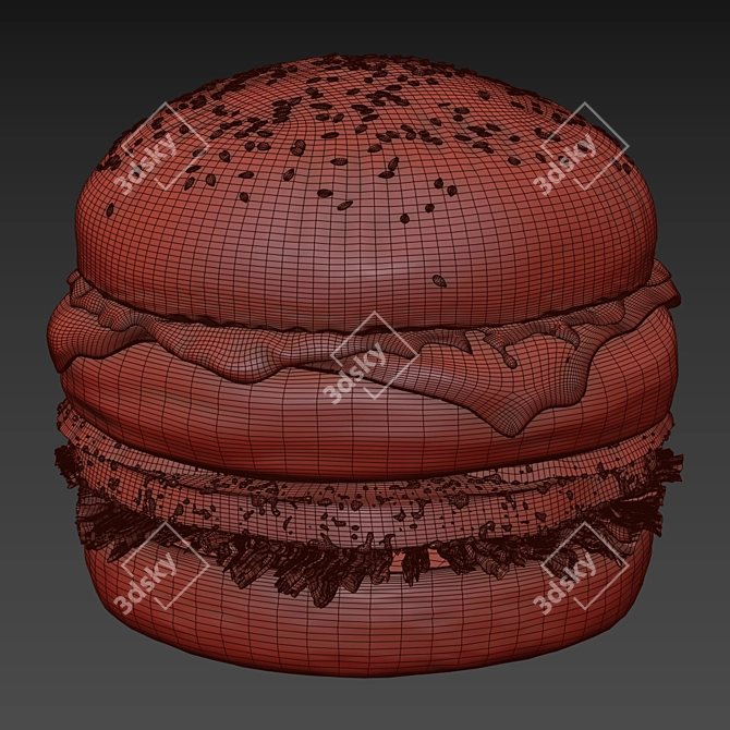 Title: Delicious Gourmet Burger Kit 3D model image 2