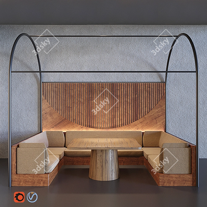  Sleek Modern Restaurant Seating 3D model image 1