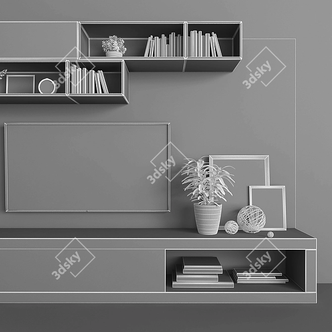 Modern TV Stand Set 094 3D model image 3