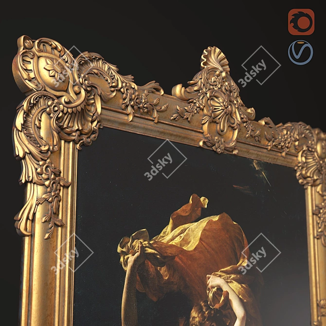 Elegance in Carved Frame 3D model image 4