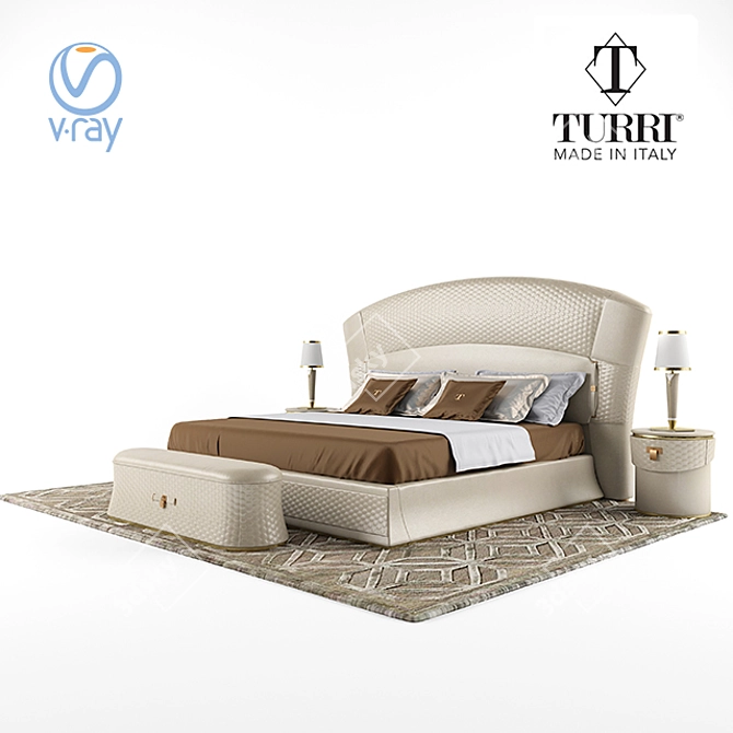 Turri Vogue Bed Set - Elegant Italian Furniture Set 3D model image 4