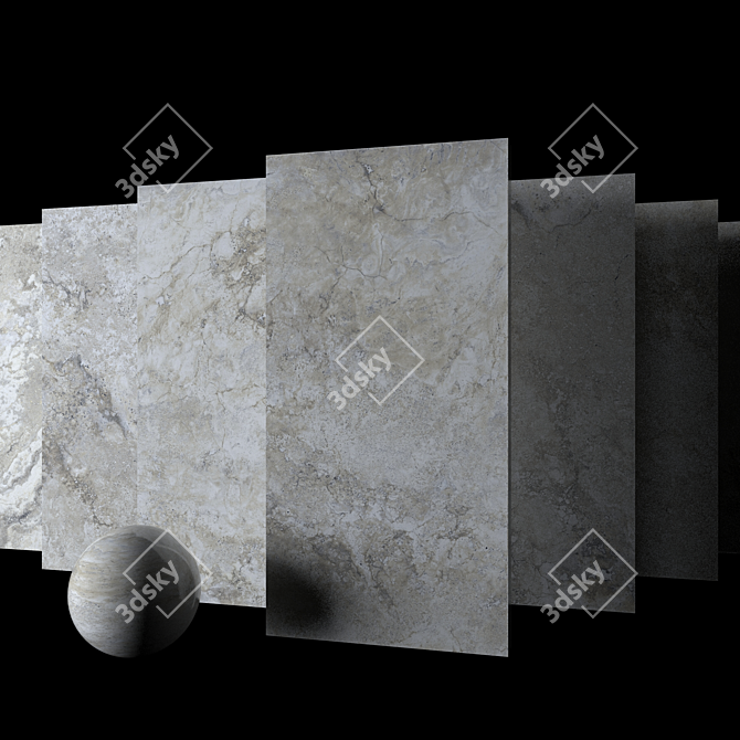 Elegant Ottomano Argento Marble Set 3D model image 2