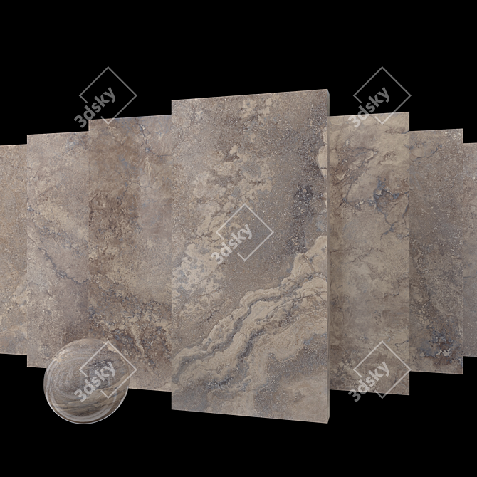 Marble Ottomano Walnut Set 3D model image 1
