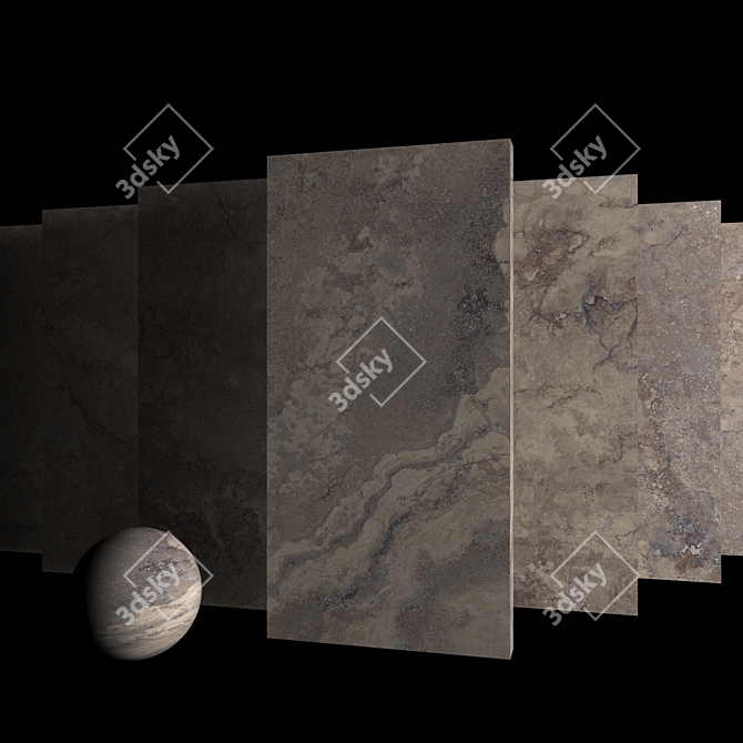 Marble Ottomano Walnut Set 3D model image 3