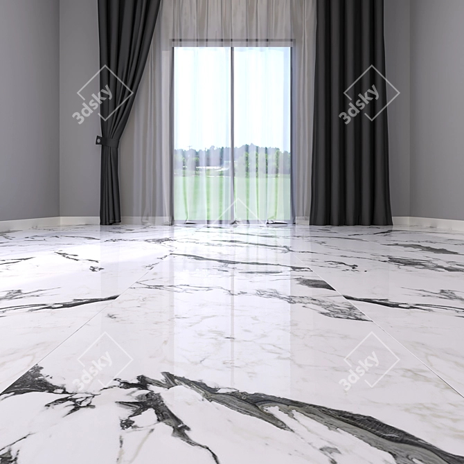 Panda White Marble Floor Tile 3D model image 2