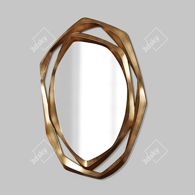 Abstract Wood Frame Mirror 3D model image 2