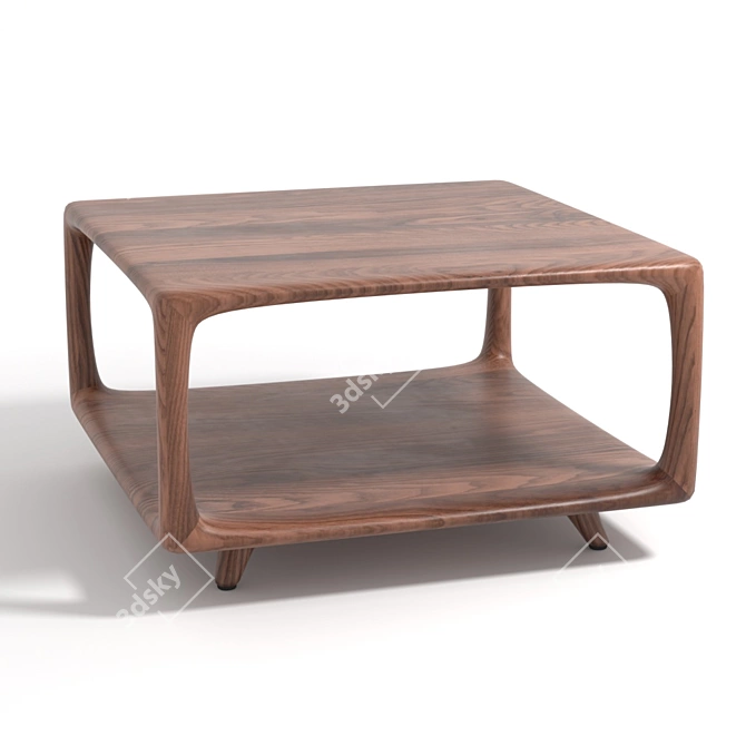 Rustic Artisan Wood Coffee Table 3D model image 1