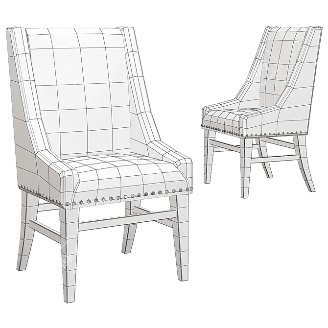 Nailhead Fabric Armchair: Restoration Chic 3D model image 2