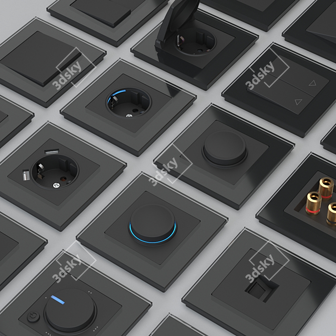 Werkel Black Sockets & Switches 3D model image 2