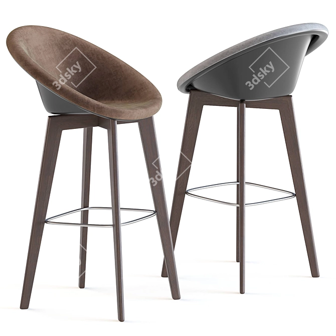 Vincent Sheppard Bar Stool - Elegant Rattan Seat & Oak Base 3D model image 2