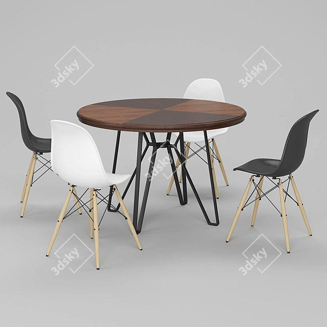 Elegant Dining Table Set 3D model image 1