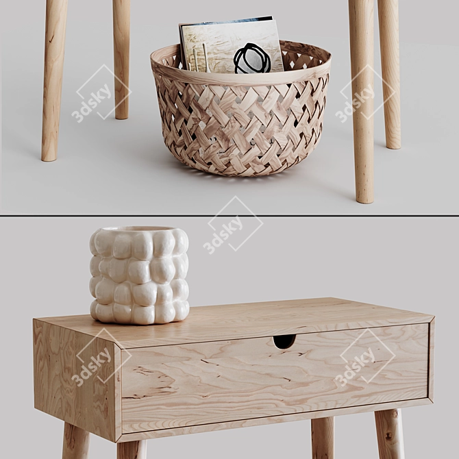 Elegant Pampas Decoration Set with Console 3D model image 4