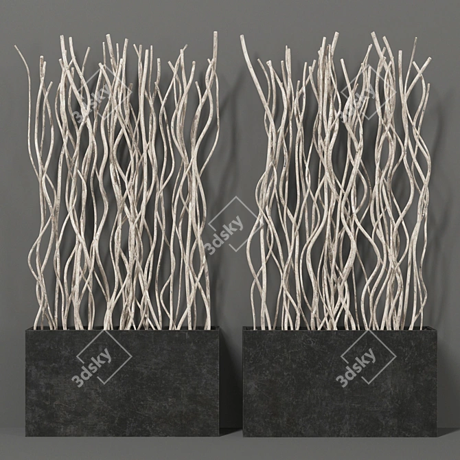 White Branch Planter - Unique Curved Design 3D model image 2
