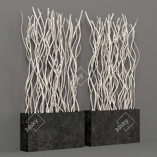 White Branch Planter - Unique Curved Design 3D model image 4