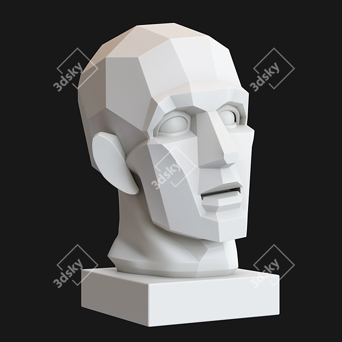Gudon Gypsum Head Sculpture 3D model image 3