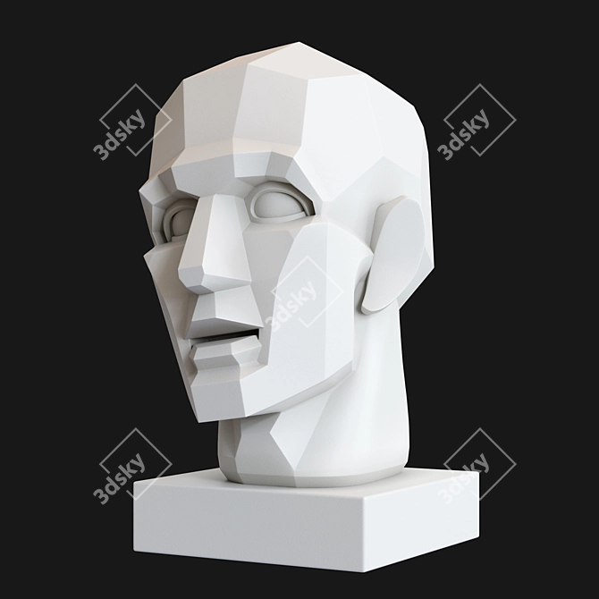 Gudon Gypsum Head Sculpture 3D model image 4