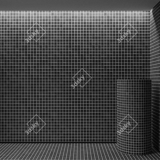 Elegant Black Mosaic Tiles 3D model image 1