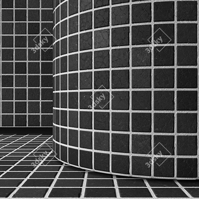 Elegant Black Mosaic Tiles 3D model image 3