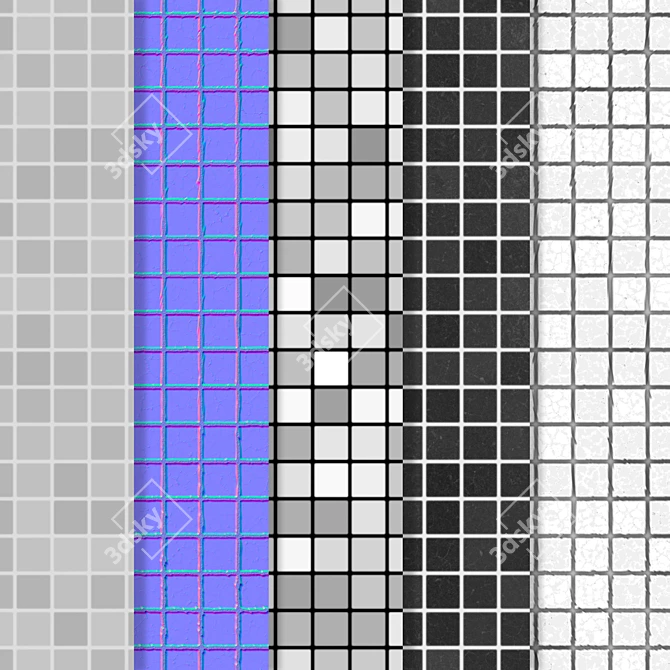 Elegant Black Mosaic Tiles 3D model image 4